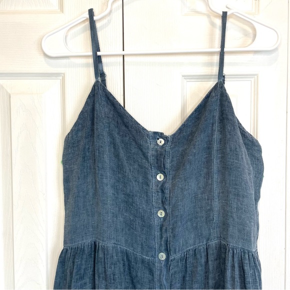 Francesca Bettini Spaghetti Strap Gathered Jean Dress Large Blue - Picture 2 of 7